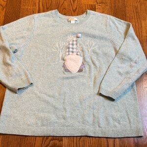 CJ Banks crewneck cotton blend gnome sweater size 1X